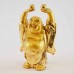 Handmade Golden Small Size Laughing Buddha Statue Lifting 2 Gold Nuggets YXL-S1003