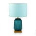 Glass Table Lamp w/ Linen Shade, Blue - L21002