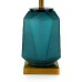 Glass Table Lamp w/ Linen Shade, Blue - L21002