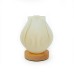 3D Printed Flower Table Lamp w/ Wood Base, White - L24217