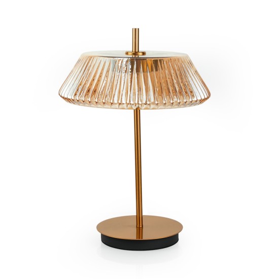 Metal Table Lamp w/ Glass Shade, Amber - L23017