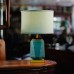 Glass Table Lamp w/ Linen Shade, Blue - L21002