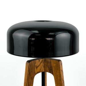 Solid Wood Table Lamp w/ Metal Shade, Black - L24166