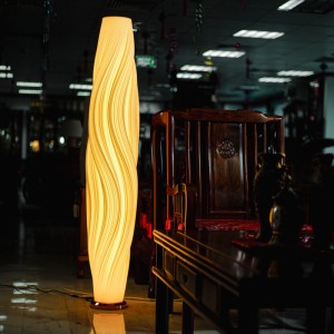 3D Printed LED Floor Lamp w/ Metal Base, White - L24212