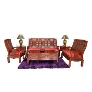 High Back Solid Rose Wood 6 Pieces Sofa Set with Open Carving - LK69-001074M/D