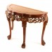 LK31/0016/1.5  Half moon Table with Tiger Leg and Deep Carved Floral Design with Natural Finish