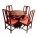 Mother of Pearls Inlaid Rosewood Round Dining Table and 4 Pcs Side Chair with Mahagony Finish