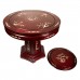 Mother of Pearls Inlaid Rosewood Round Dining Table and 4 Pcs Side Chair with Mahagony Finish