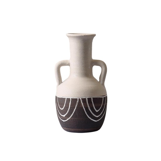 Handmade Pottery Decorative Vase w/ Handles - A23015