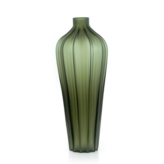 Carved Glass Vase, Grey, Large - A20017