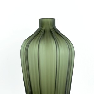 Carved Glass Vase, Grey, Large - A20017