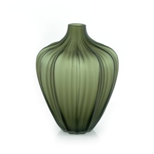 Carved Glass Vase, Grey, Small - A20018