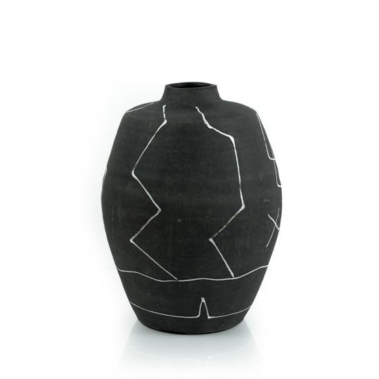 Handmade Pottery Vase, Dark Grey - A21159