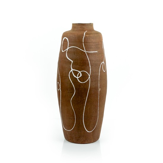 Handmade Pottery Vase, Brown - A21158