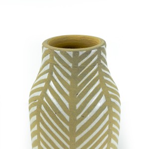 Pottery Vase w/ Stripes, White - A24101