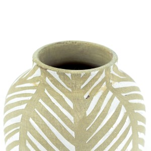 Pottery Vase w/ Stripes, White - A24100