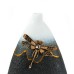 Ceramic Decorative Vase w/ Enamel Dragonfly, Black - A24131