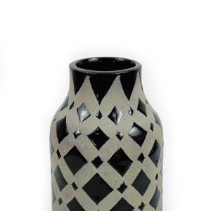 Handmade Pottery Black Checkered Mini Vase - A21167