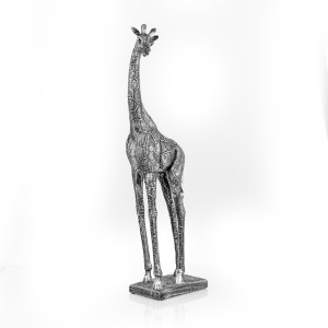 Large Resin Giraffe, Antique Silver - A19104009