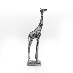  Small Resin Giraffe, Antique Silver - A19104010