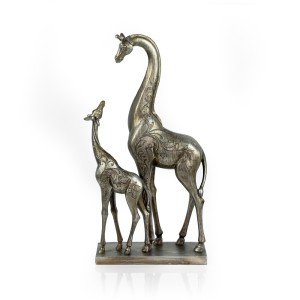 Resin Carved Giraffe, Antique Silver - A20028