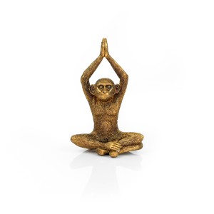 Resin Yoga Monkeys, Set of 3, Antique Gold - A20026