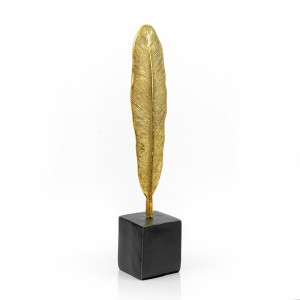 Small Resin Feather on Stand, Gold - A20034