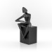 Cast Iron Sitting Sculpture on Base, Black - A21109