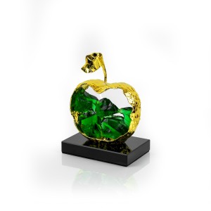 Alloy Apple w/ Glass inside & Crystal Base, Green - A21188