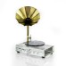 Metal & Crystal Record Player Ornament, Bronze - A21190