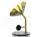 Metal & Crystal Record Player Ornament, Bronze - A21190