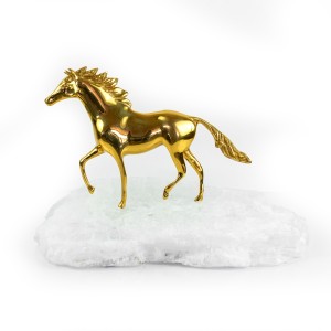 Brass Horse w/ Stone Base - A21114