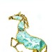 Alloy & Colored Glaze Horse with Marble Base, Green - A22905