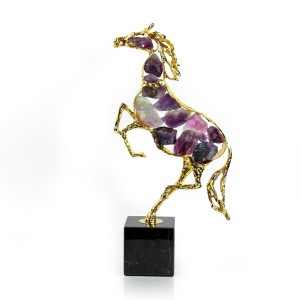 Alloy & Fluorite Horse with Marble Base, Blue - A22909