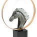 Resin Horse with Metal Circle & Marble Base, Large - A22912L