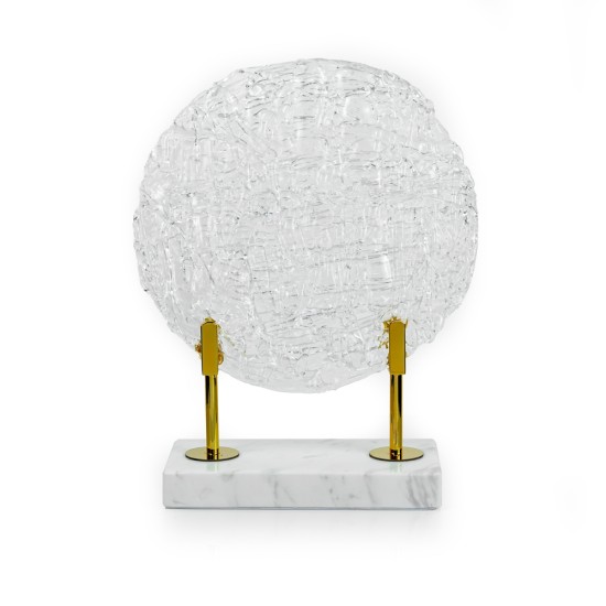 Crystal Round Plate with  Marble Base, Large - A24027L