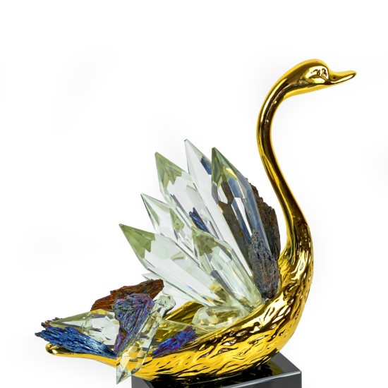 Alloy & Crystal Swan With Crystal Base, Large - A24055L