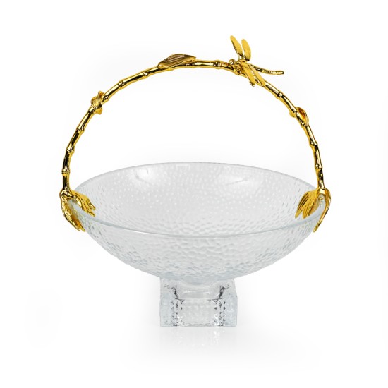 Glass Fruit Tray w/ Alloy Handle, Small - A24077S