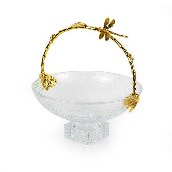 Glass Fruit Tray w/ Alloy Handle, Large - A24077L