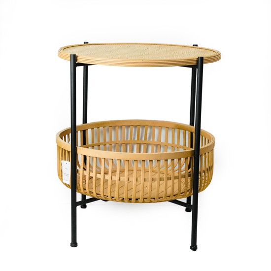 Bamboo Sidetable w/ Removable Basket, Natural-F20601