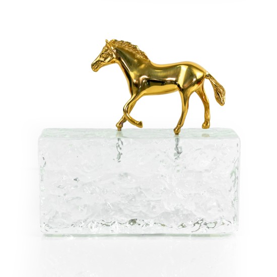 Brass Horse W/ Crystal Base - A24216