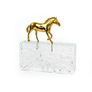 Brass Horse W/ Crystal Base - A24216