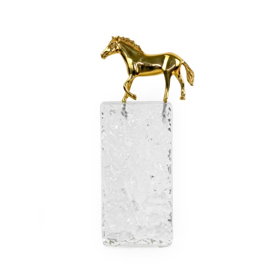 Brass Horse W/ Crystal Base - A24215