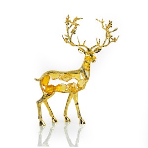 Alloy & Coloured Glaze Standing Deer, Yellow - A24217