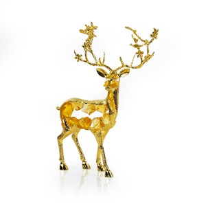 Alloy & Coloured Glaze Standing Deer, Yellow - A24217