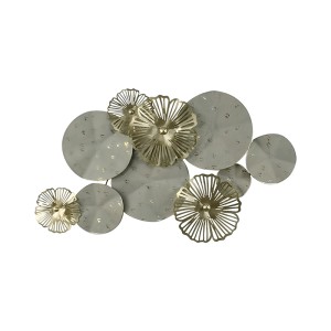 Metal Lotus Leaves Wall Decor, Silver & Gold - W19552