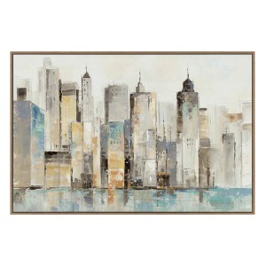 PS Framed Canvas Wall Art w/ Building - W20039