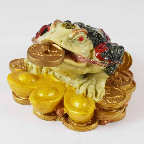 Multicolored Handmade Money Frog Sitting On Treasure And Ingots YJLB-MFG/S01