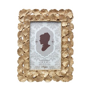 4" x 6" Resin Leaves Photo Frame，Gold - A20024