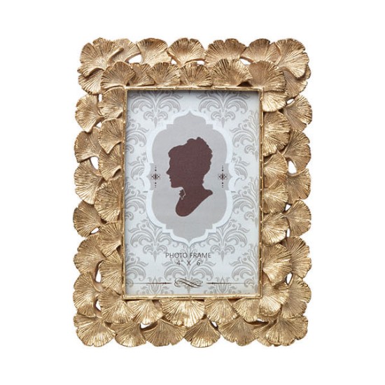 4" x 6" Resin Leaves Photo Frame，Gold - A20024